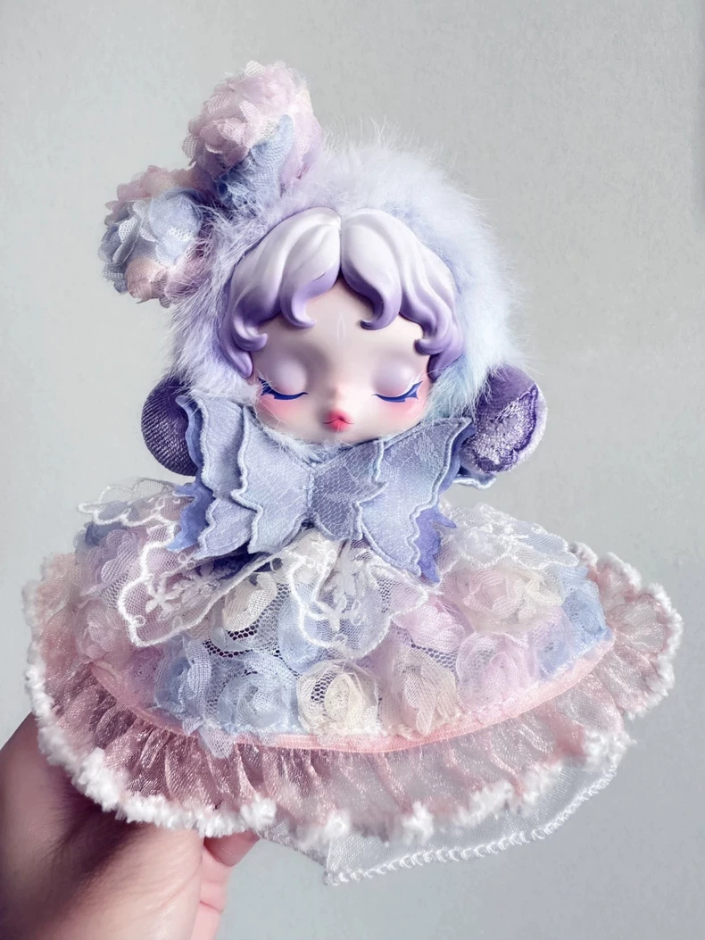 Whimsical Skullpanda Doll Outfit: Pastel Lace Elegance with Adjustable Straps & Intricate Details - Image 3