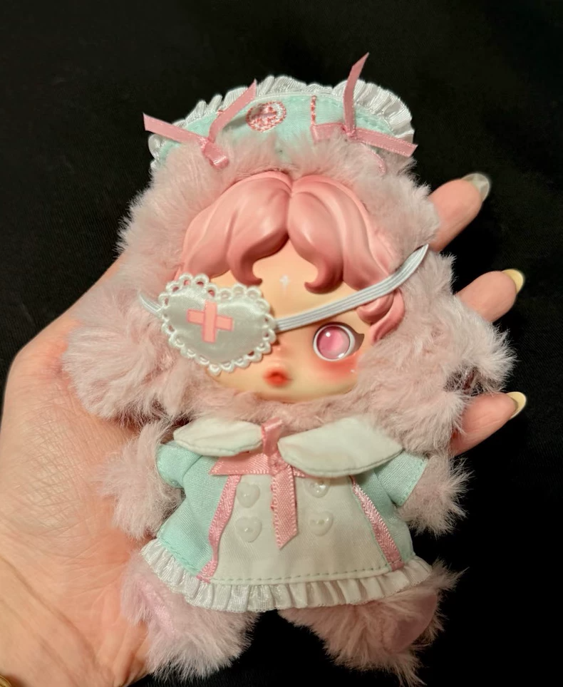 Charming Mint & Pink Nurse Doll Outfit – Adorable Jacket & Eye Patch for Playful Fun! - Image 1