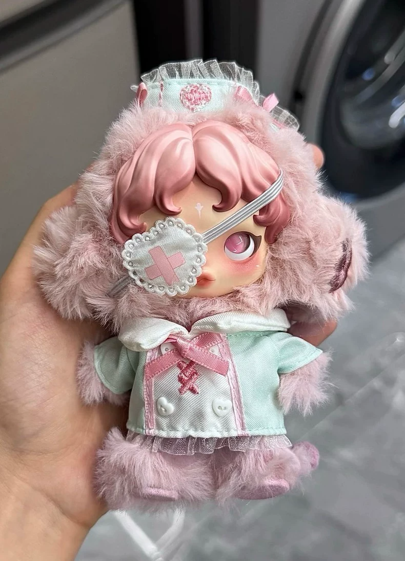 Charming Mint & Pink Nurse Doll Outfit – Adorable Jacket & Eye Patch for Playful Fun! - Image 2