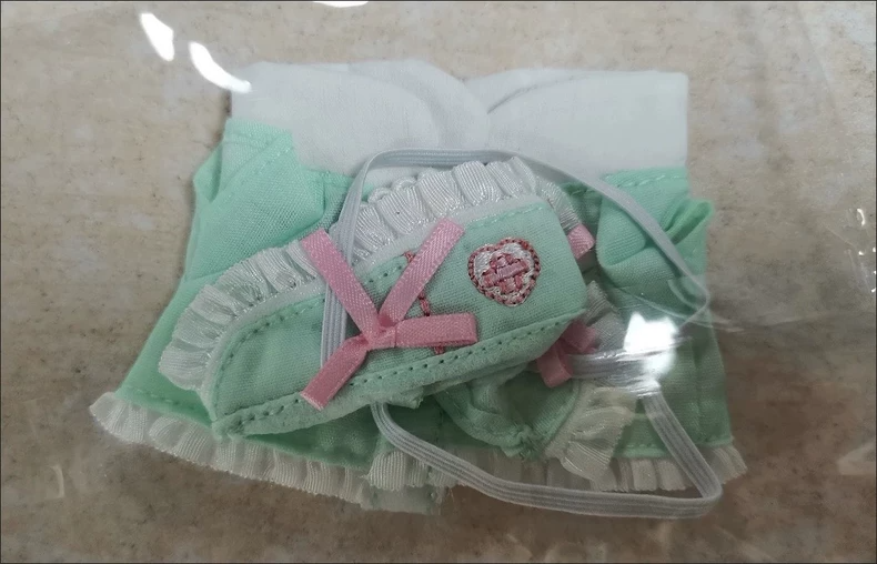 Charming Mint & Pink Nurse Doll Outfit – Adorable Jacket & Eye Patch for Playful Fun! - Image 4