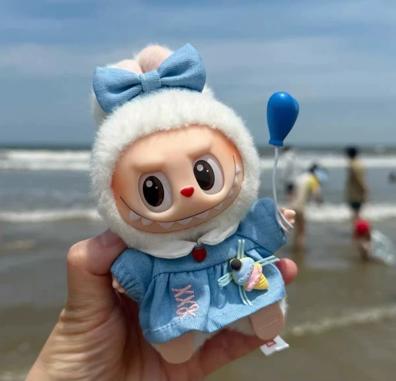 Charming Labubu Doll in Denim Dress with Ice Cream & Balloon Accessories – Adorable & Stylish Collectible - Image 5