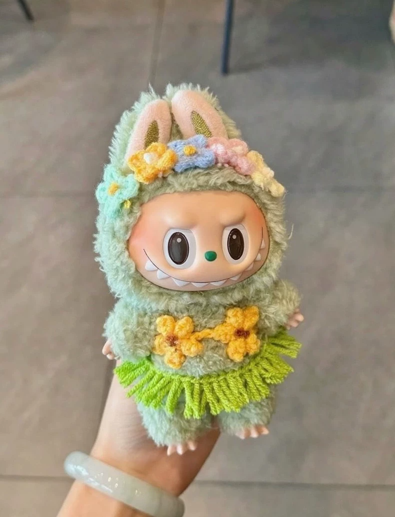 Vibrant LABUBU Bikini & Grass Skirt Outfit – Beach-Themed, Handcrafted, Two Color Options, Perfect for Collectors! - Image 2