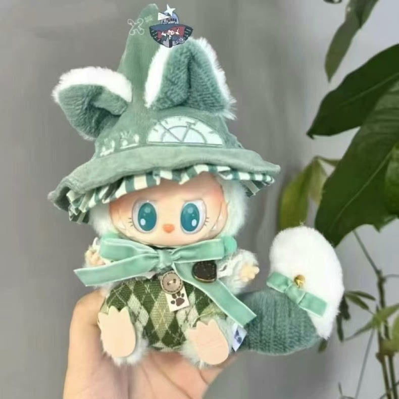 Enchanting Cat Wizard Labubu Outfit – Plush Velvet Robe & Hat with Tail - Image 1
