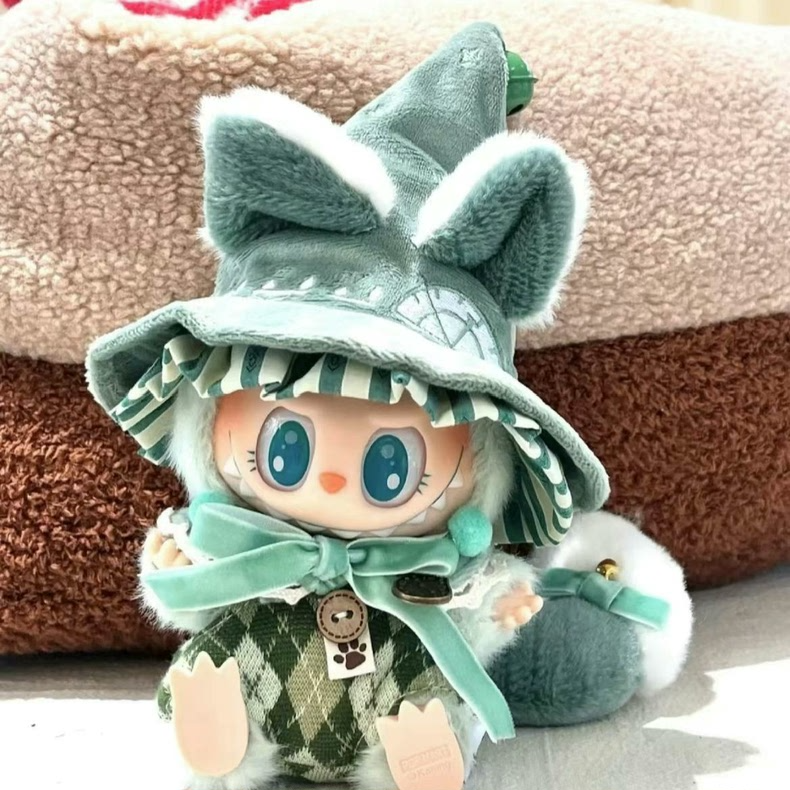 Enchanting Cat Wizard Labubu Outfit – Plush Velvet Robe & Hat with Tail - Image 2