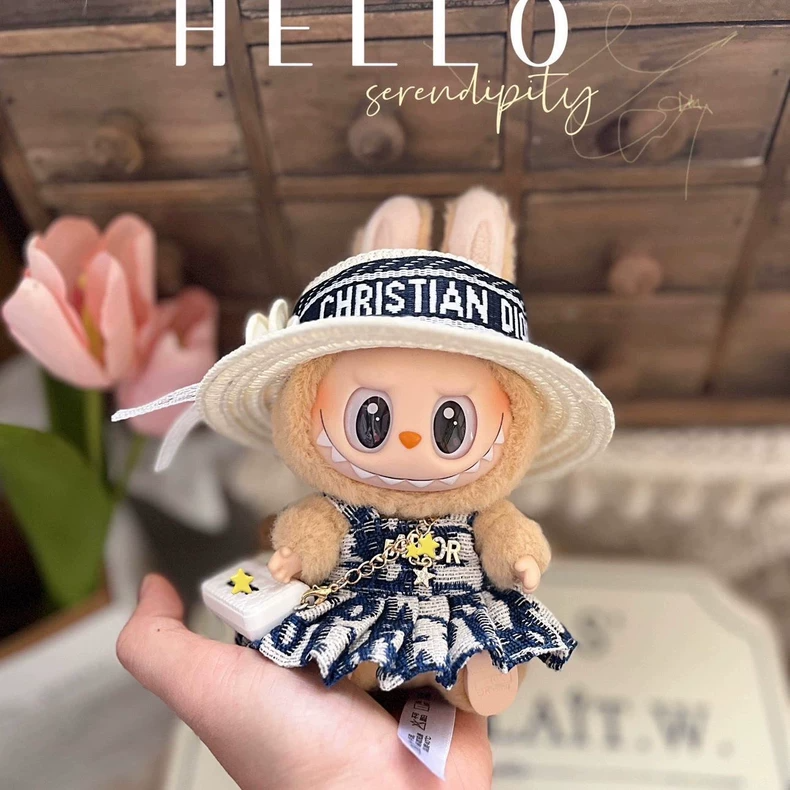 Adorable LABUBU Doll Outfit Set – Hat, Dress & Bag – Festive & Playful Style - Image 1