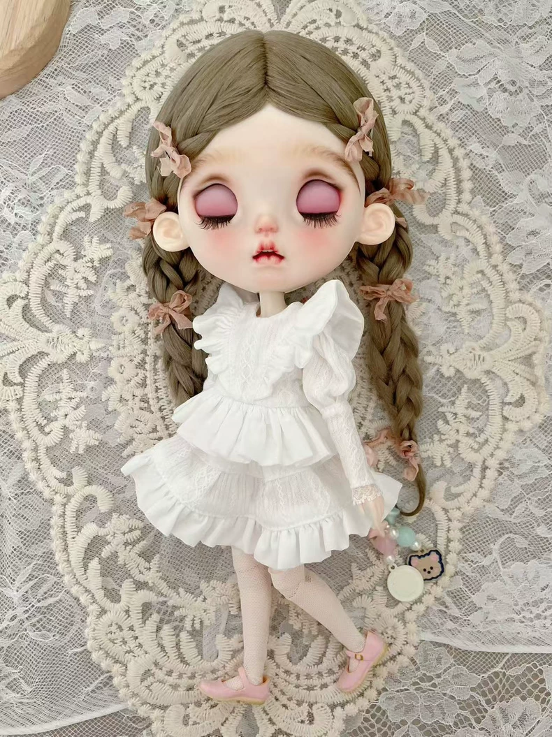 Exquisite BLYTHE Doll Outfit: Elegant Lace & Silk Ribbon Ensemble for OB24/OB22 – Premium Collector’s Dream - Image 3