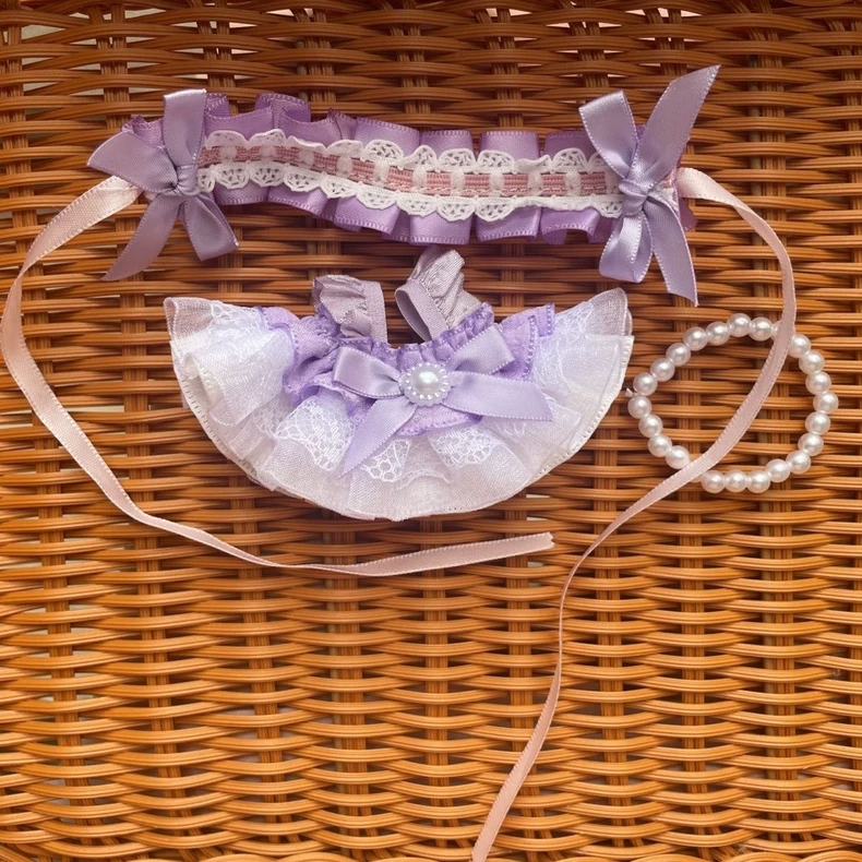 Lavender Elegance Skullpanda Outfit: Luxe Lace & Satin Figurine Dress for Collectors - Image 7