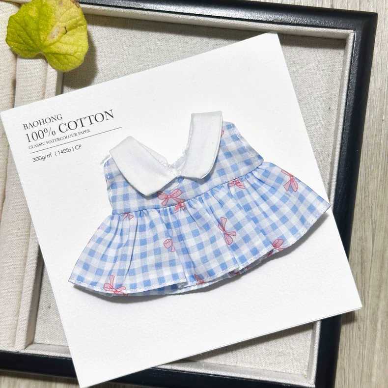 Charming Blue Gingham Zsiga BJD 1/8 Outfit with Pink Bows & Lace Headband - Image 4