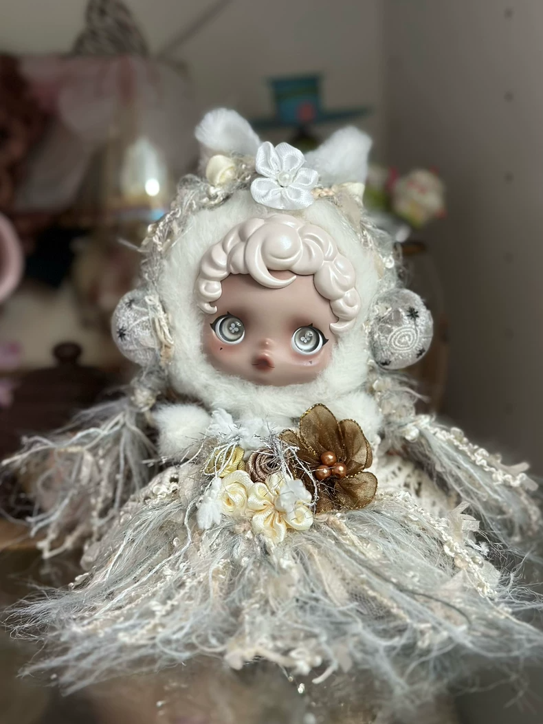 Exquisite Skullpanda Lace Outfit – Vintage Elegance with Pearl & Floral Accents | Collector’s Dream - Image 1