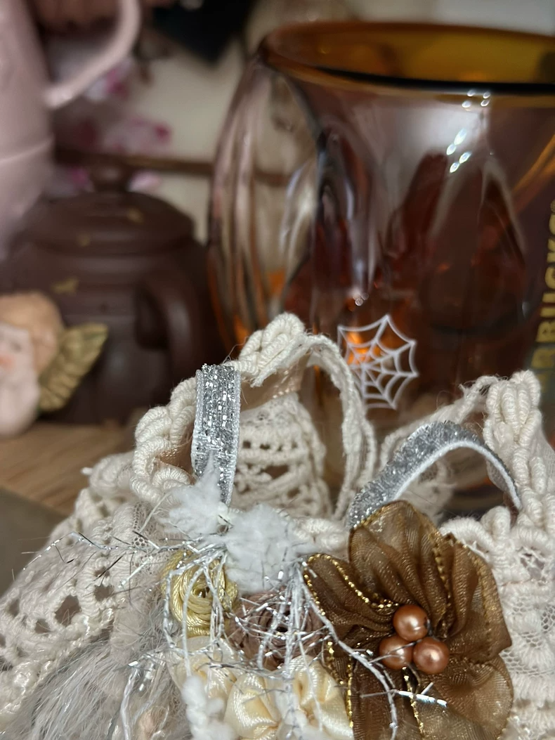 Exquisite Skullpanda Lace Outfit – Vintage Elegance with Pearl & Floral Accents | Collector’s Dream - Image 3