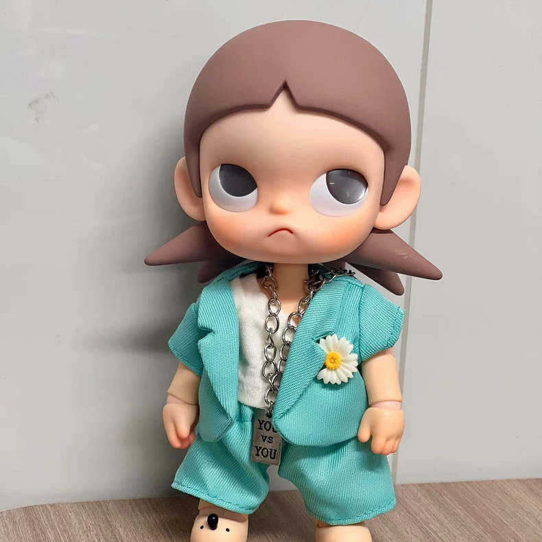 Charming Mint Green Suit for 20cm BJD Dolls - Elegant 1/8 Scale Outfit with Metal Chain & Flower Lapel Pin for Collectors - Image 2
