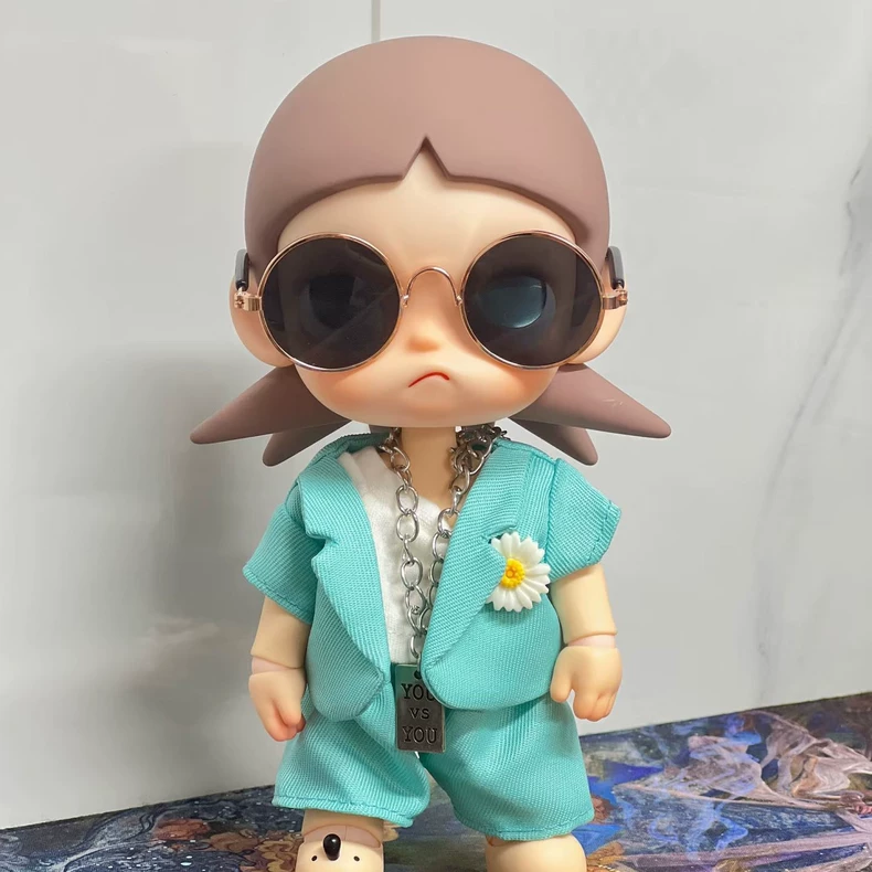 Charming Mint Green Suit for 20cm BJD Dolls - Elegant 1/8 Scale Outfit with Metal Chain & Flower Lapel Pin for Collectors - Image 4