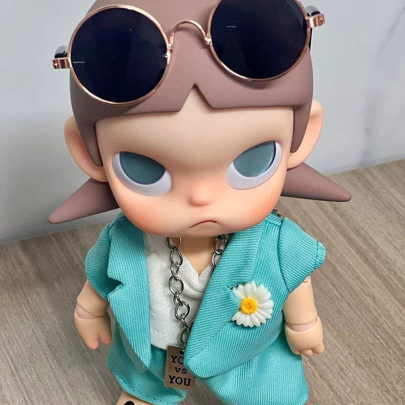 Charming Mint Green Suit for 20cm BJD Dolls - Elegant 1/8 Scale Outfit with Metal Chain & Flower Lapel Pin for Collectors - Image 5