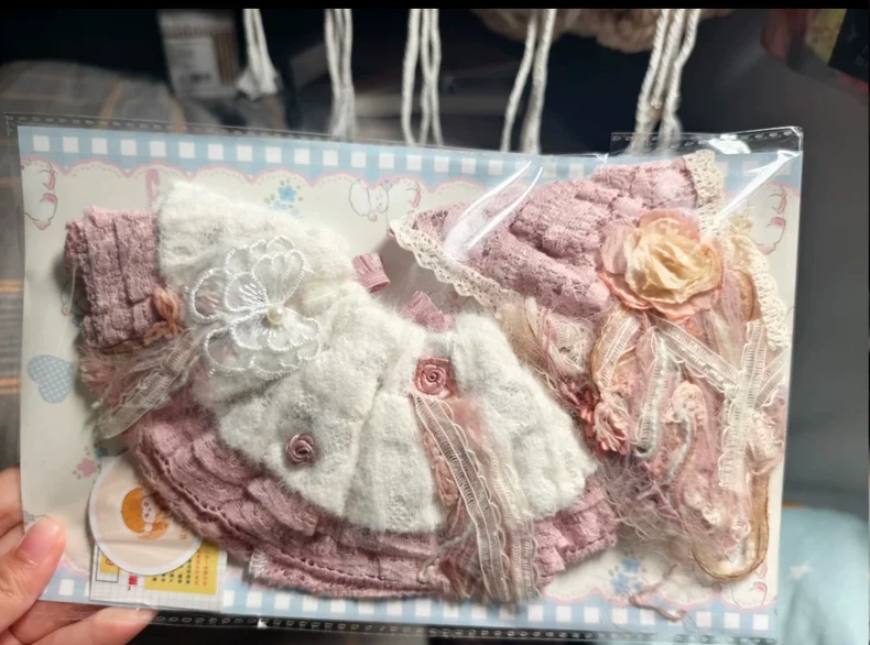 Elegant Pink Lace Skullpanda BJD Doll Outfit – Princess Floral Dress with Ruffles & Bows - Image 9