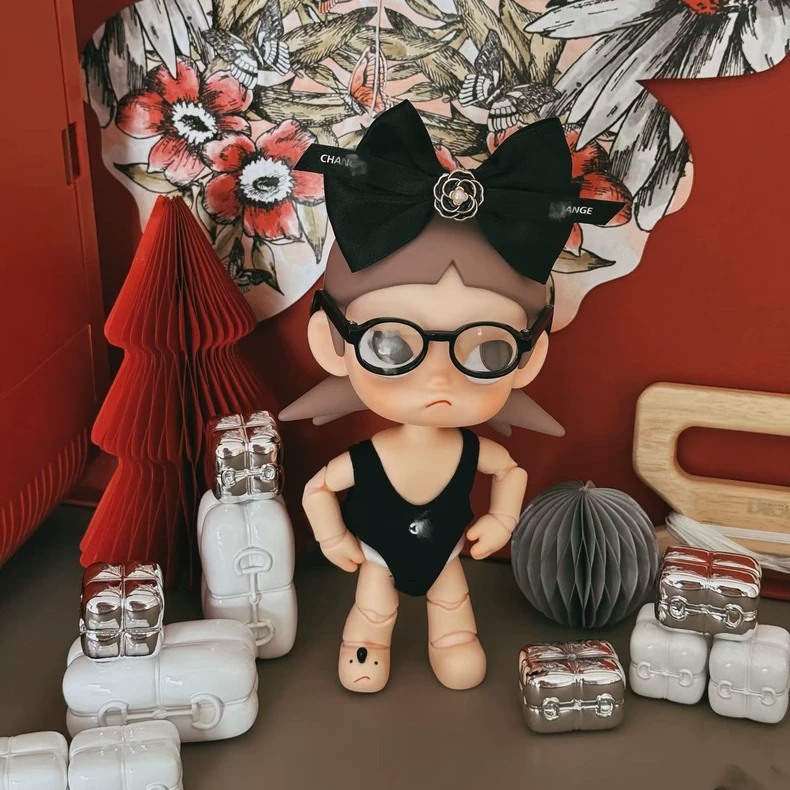 Elegant Black & Pink Zsiga BJD 1/8 Doll Outfit - High-Fashion Bow Top & Playful Jumpsuit for Collectors - Image 2