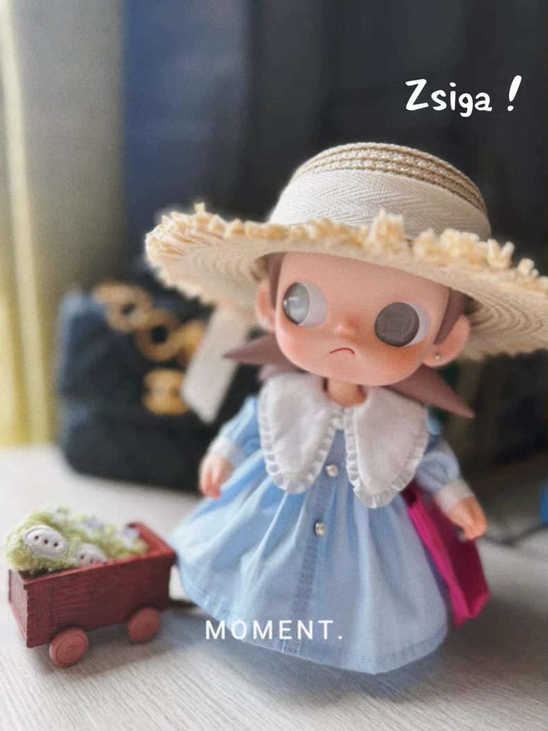 Charming Zsiga BJD 1/8 Outfit: Blue Dress & Straw Hat for Stunning Doll Aesthetics - Image 3