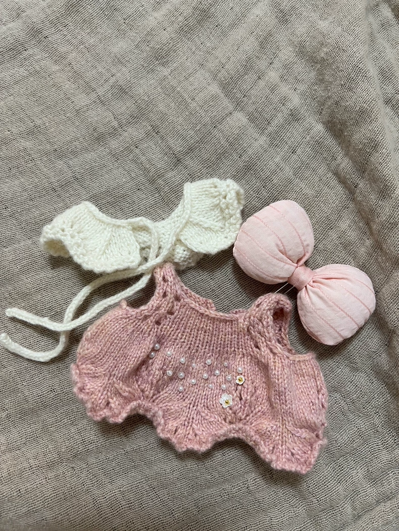 Handmade Pink Labubu Doll Outfit with Bow & Pearl Embellishments – Soft, Durable & Stylish - Image 3