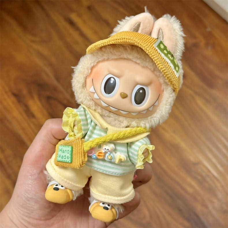 Whimsical Summer Labubu Outfit: Vibrant, Sustainable Fashion for 17cm Dolls - Image 2