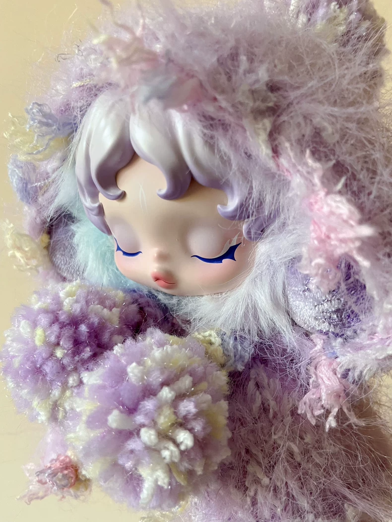 Whimsical Skullpanda Plush Outfit: Pastel Purple Hooded Cape for Enchanted Doll Fashion - Image 4