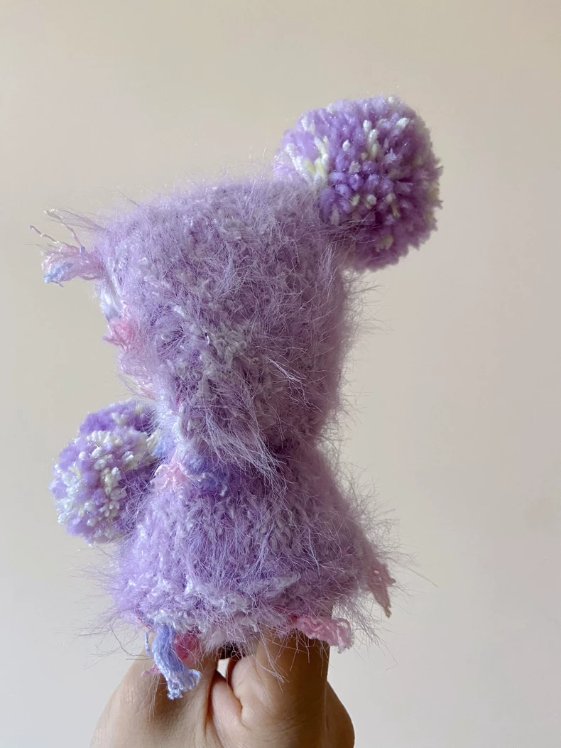 Whimsical Skullpanda Plush Outfit: Pastel Purple Hooded Cape for Enchanted Doll Fashion - Image 5