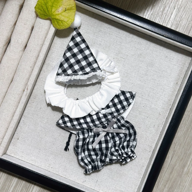 Zsiga BJD 1/8 Doll Outfit: Plaid Hat, Ruffled Top & Scarf – Premium Quality & Versatile Style - Image 3