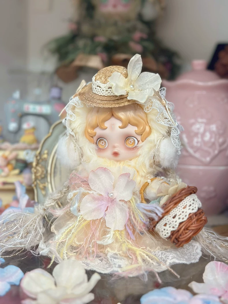 Enchanted Fairy Tale Doll Outfit: Delicate Straw Hat & Floral Skirt Set – Whimsical Woodland Magic - Image 1