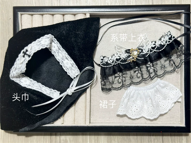 Elegant Gothic Nun Outfit for Zsiga BJD 1/8 – Lace & Velvet Costume with Adjustable Headscarf - Image 3