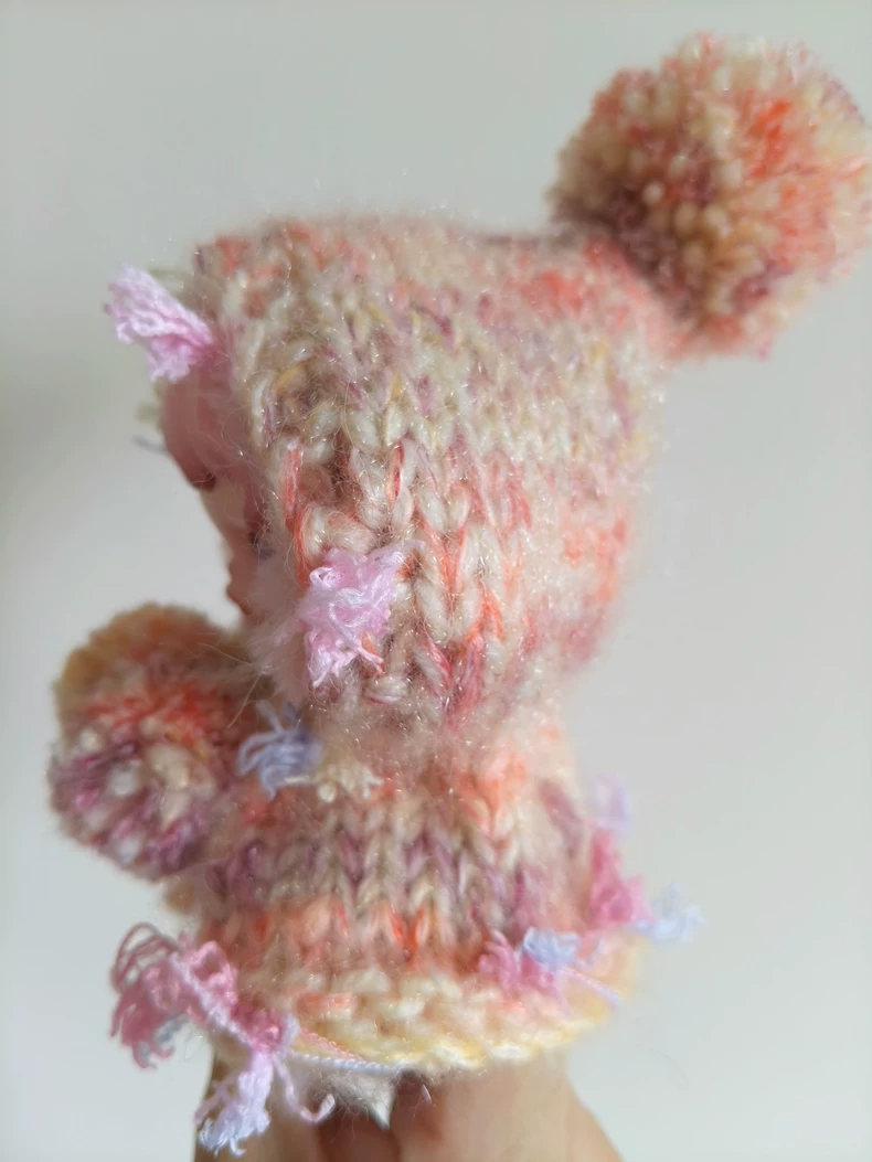 Whimsical Skullpanda Hooded Cloak: Vibrant Crochet Doll Outfit for Collectors - Image 4