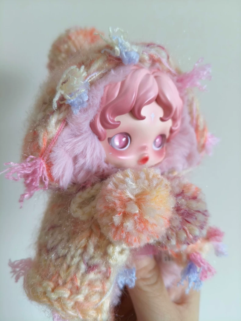 Whimsical Skullpanda Hooded Cloak: Vibrant Crochet Doll Outfit for Collectors - Image 6