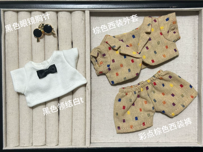 Zsiga BJD 1/8 Stylish Polka Dot Outfit: Elegant Doll Clothes with Bow Tie & Glasses Brooch - Image 3
