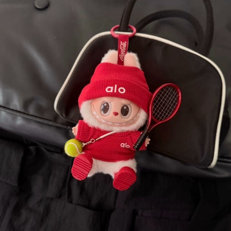 Adorable Tennis Outfit for 17cm Labubu Doll – Red Hat, Racket & Ball Set | Premium Collectible Sporty Ensemble - Image 3