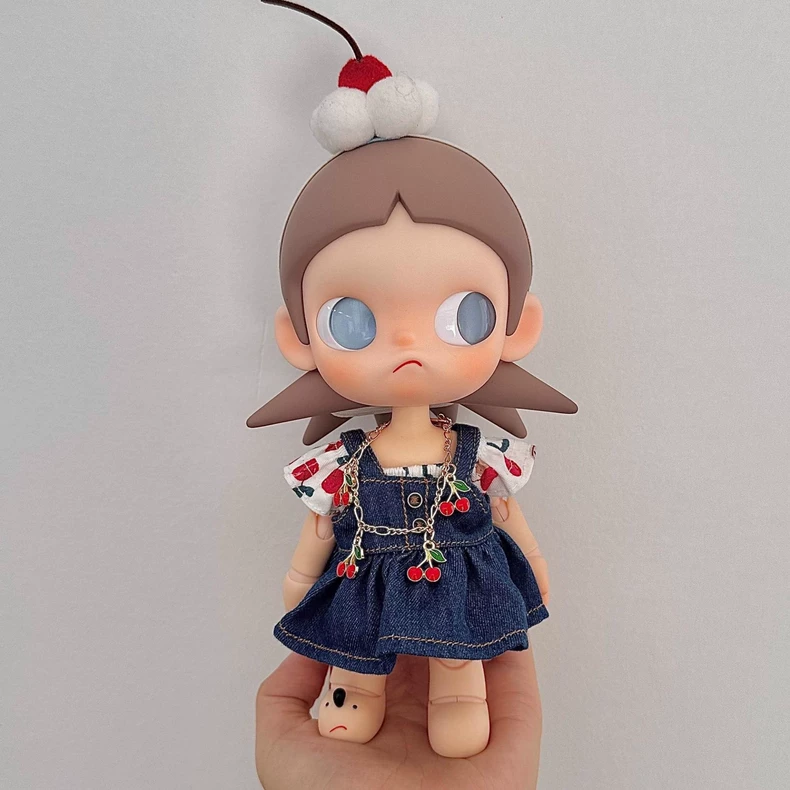 Charming Cherry Denim Outfit for Zsiga BJD 1/8 Dolls - Playful & Stylish Collectible Ensemble - Image 2