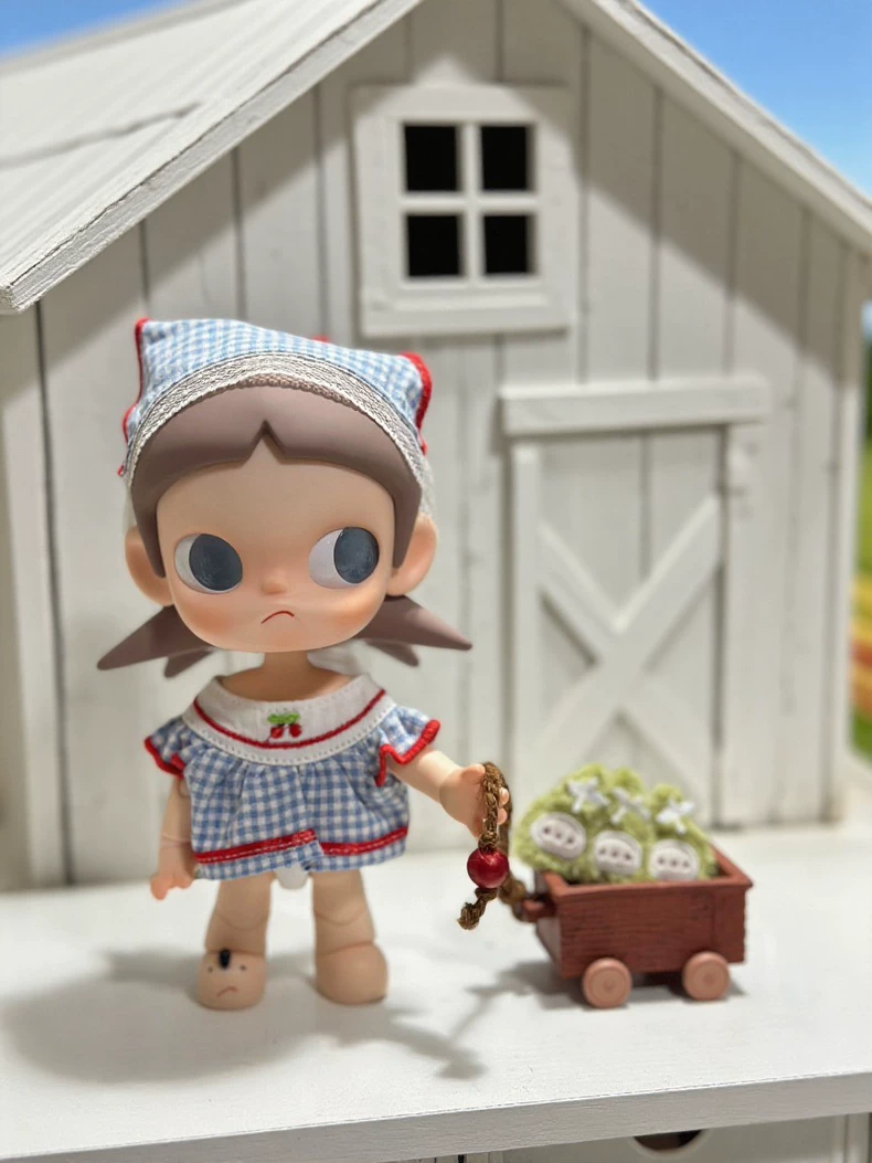 Charming Zsiga BJD 1/8 Cherry Gingham Dress & Headscarf Outfit – Premium Doll Clothes for Collectors - Image 1