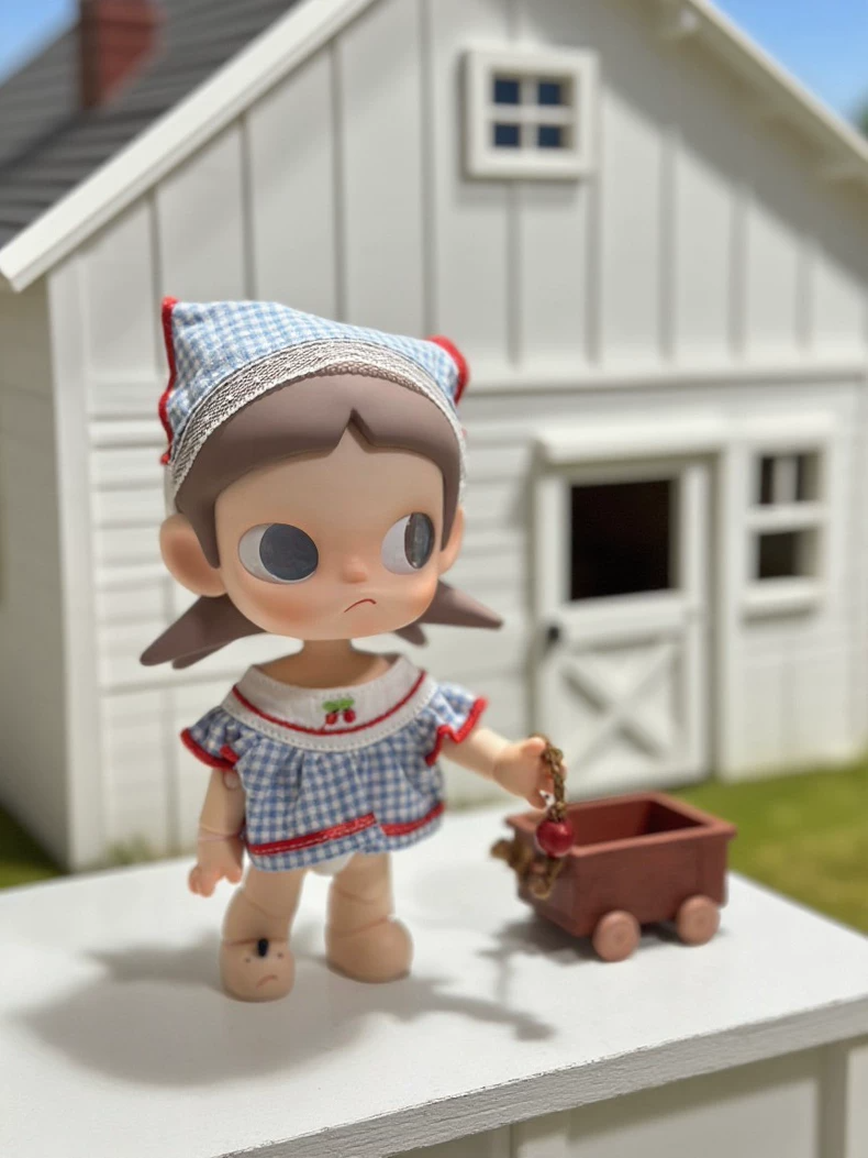 Charming Zsiga BJD 1/8 Cherry Gingham Dress & Headscarf Outfit – Premium Doll Clothes for Collectors - Image 2