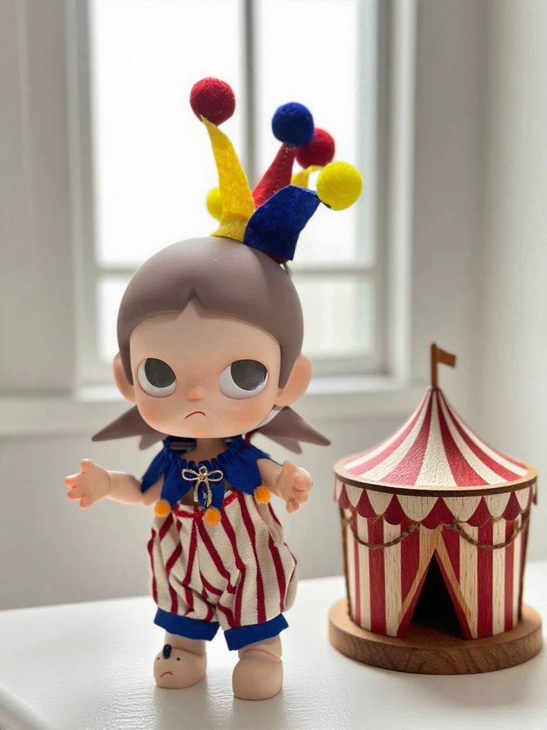 Whimsical Circus Jester Outfit for Zsiga BJD 1/8 Doll – Vibrant & Playful Costume - Image 1
