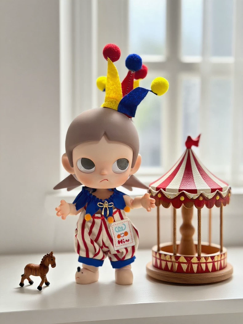 Whimsical Circus Jester Outfit for Zsiga BJD 1/8 Doll – Vibrant & Playful Costume - Image 2