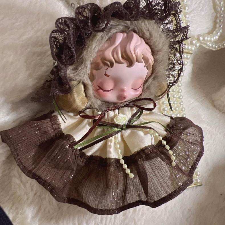 Whimsical Skullpanda Doll Outfit: Elegant Lace & Flared Skirt with Glitter Accents – Perfect for Collectors & Displays - Image 1