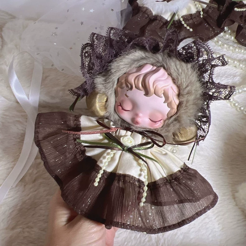 Whimsical Skullpanda Doll Outfit: Elegant Lace & Flared Skirt with Glitter Accents – Perfect for Collectors & Displays - Image 2