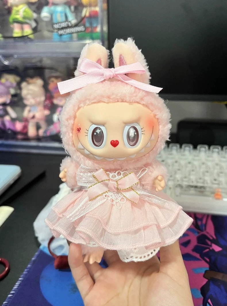 Whimsical LABUBU Bunny Ears & Pink Tutu Outfit – Adorable, Durable, Perfect for Dolls & Collectors! - Image 1
