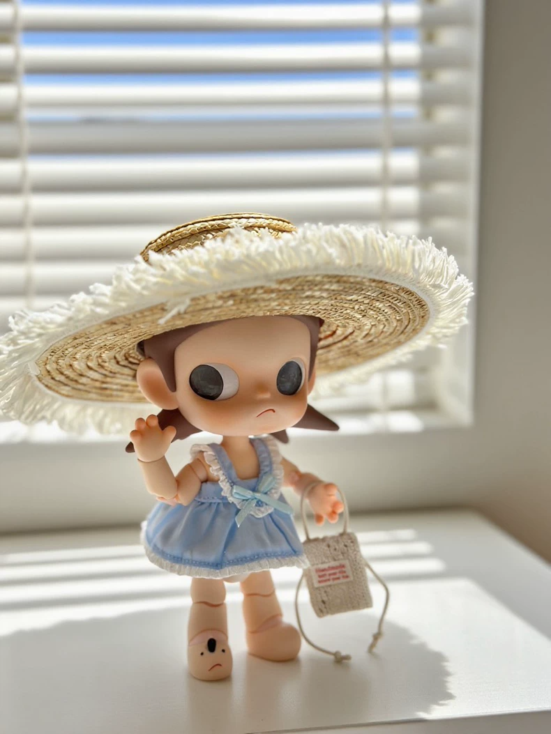 Charming Zsiga BJD 1/8 Butterfly-Knot Dress & Straw Hat Summer Outfit for Dolls - Image 1