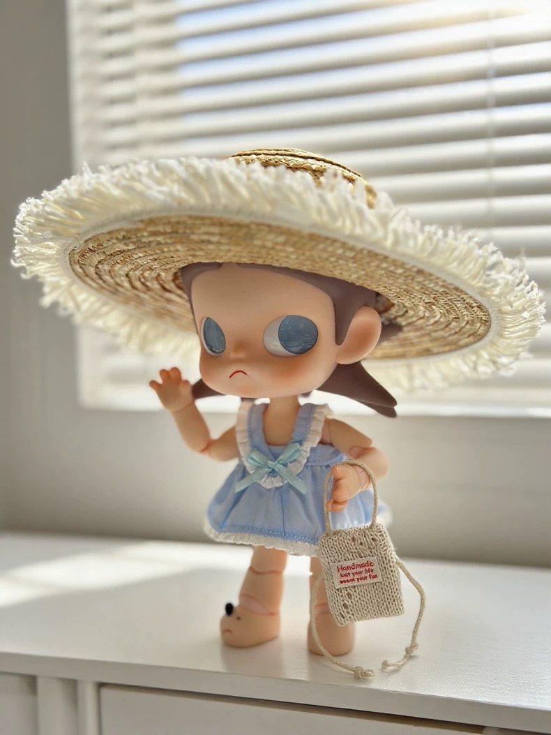 Charming Zsiga BJD 1/8 Butterfly-Knot Dress & Straw Hat Summer Outfit for Dolls - Image 2
