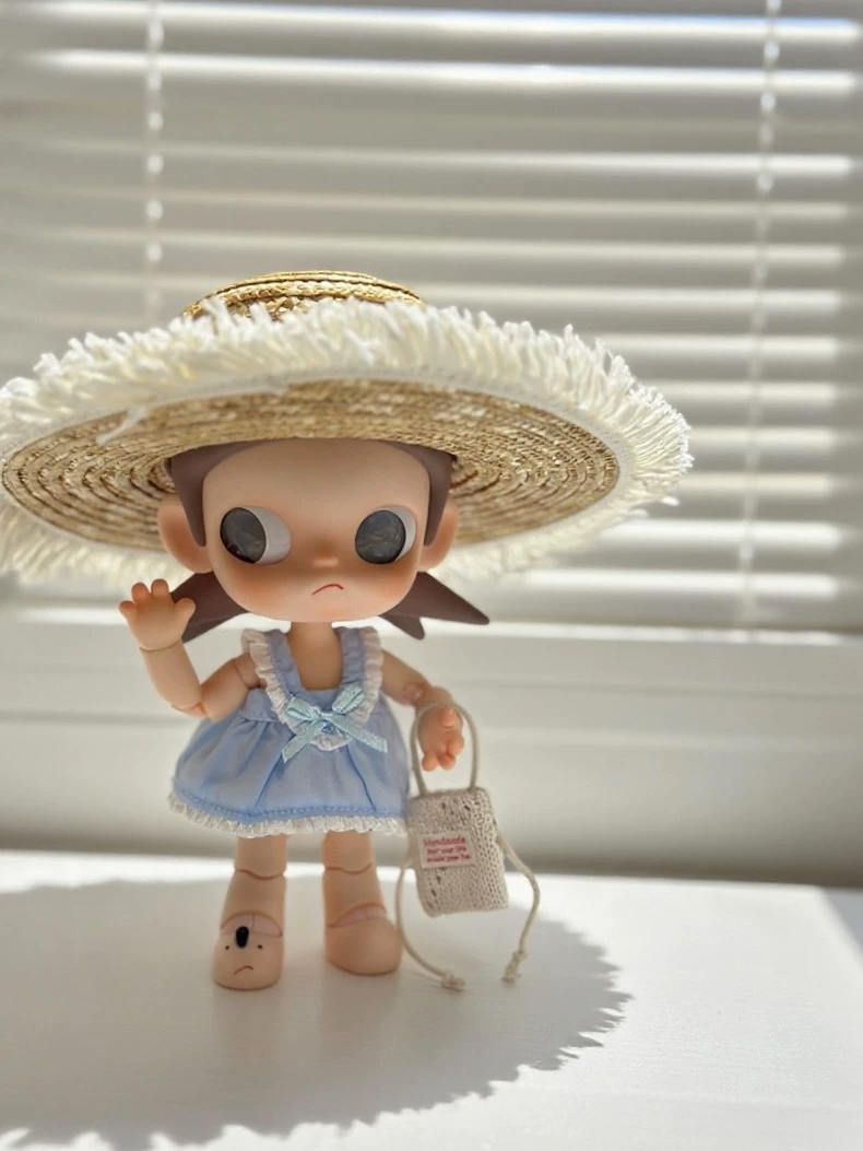 Charming Zsiga BJD 1/8 Butterfly-Knot Dress & Straw Hat Summer Outfit for Dolls - Image 3
