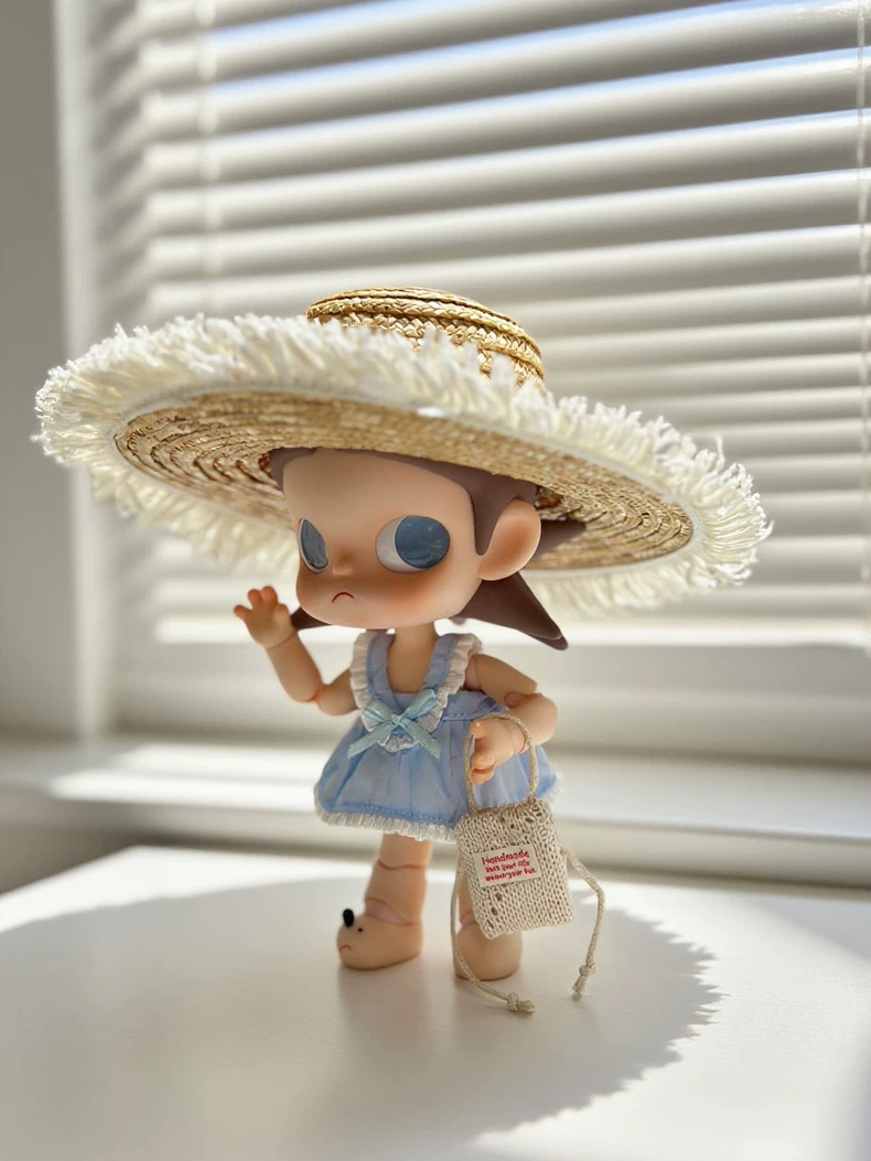 Charming Zsiga BJD 1/8 Butterfly-Knot Dress & Straw Hat Summer Outfit for Dolls - Image 4