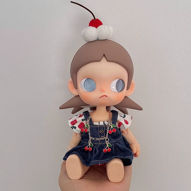 Zsiga BJD 1/8 Cherry Blossom Outfit: Elegant T-Shirt & Denim Dress Set for Dolls - Image 2