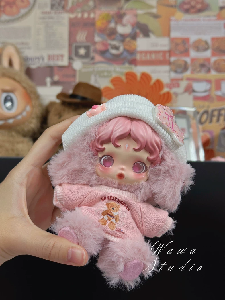 Adorable Skullpanda Doll Outfit – Cozy Pink Sweater & Hat Set for Collectors - Image 8