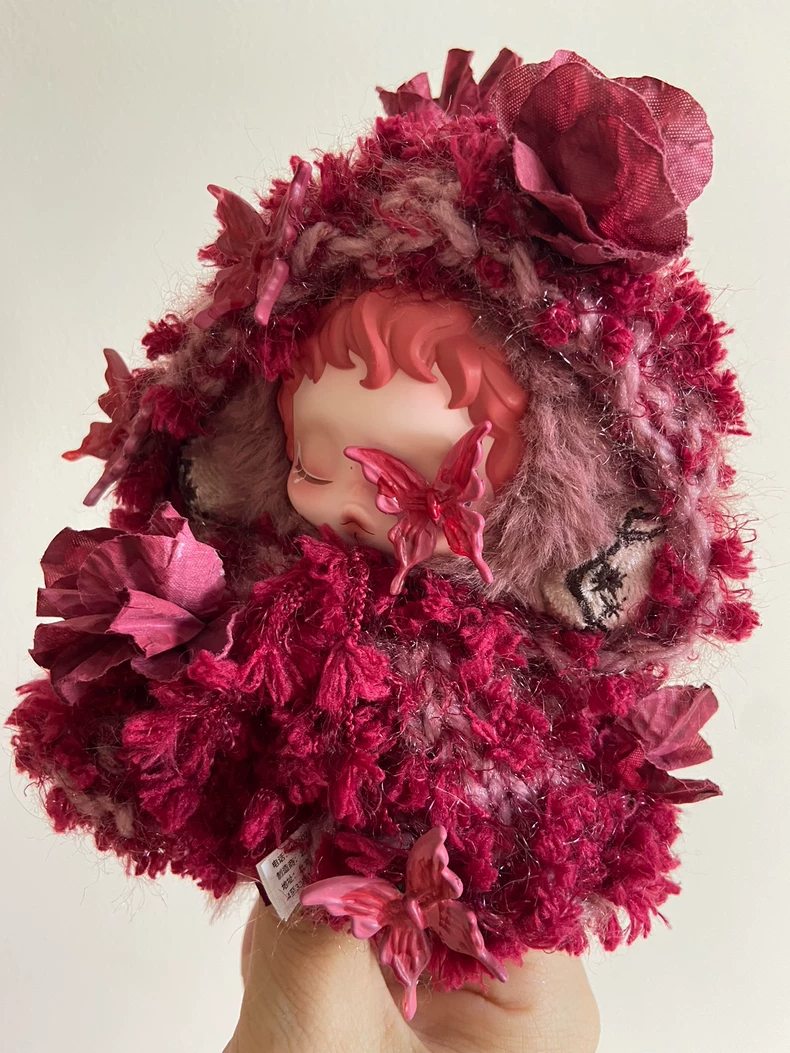 Enchanting Skullpanda Pink Hooded Cloak: Fantasy Elegance with Floral Embellishments - Image 1