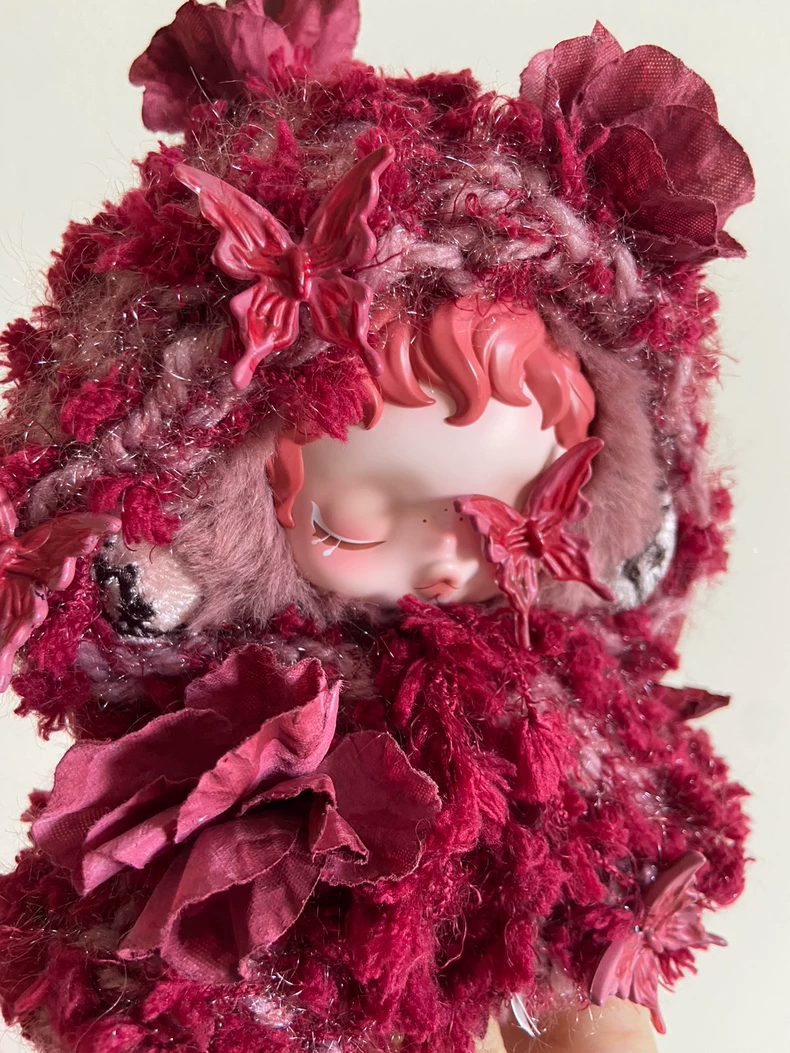 Enchanting Skullpanda Pink Hooded Cloak: Fantasy Elegance with Floral Embellishments - Image 3