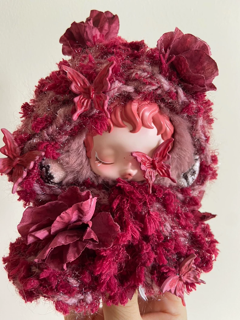 Enchanting Skullpanda Pink Hooded Cloak: Fantasy Elegance with Floral Embellishments - Image 5