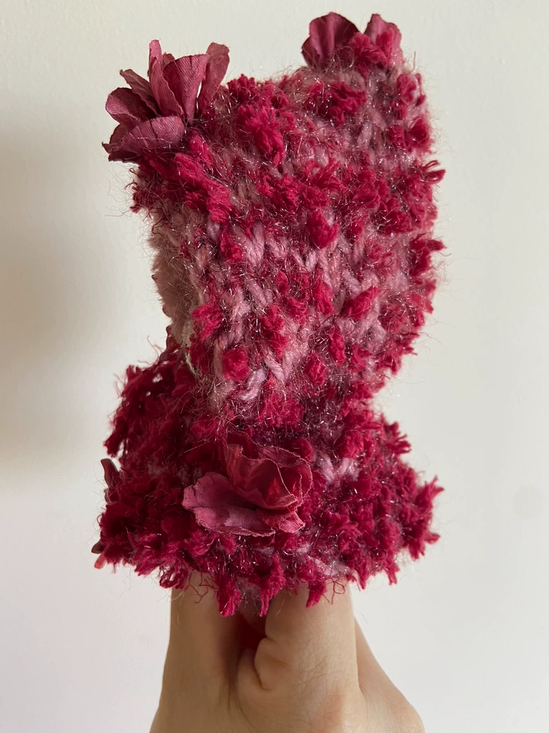 Enchanting Skullpanda Pink Hooded Cloak: Fantasy Elegance with Floral Embellishments - Image 6