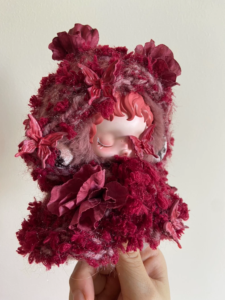 Enchanting Skullpanda Pink Hooded Cloak: Fantasy Elegance with Floral Embellishments - Image 8